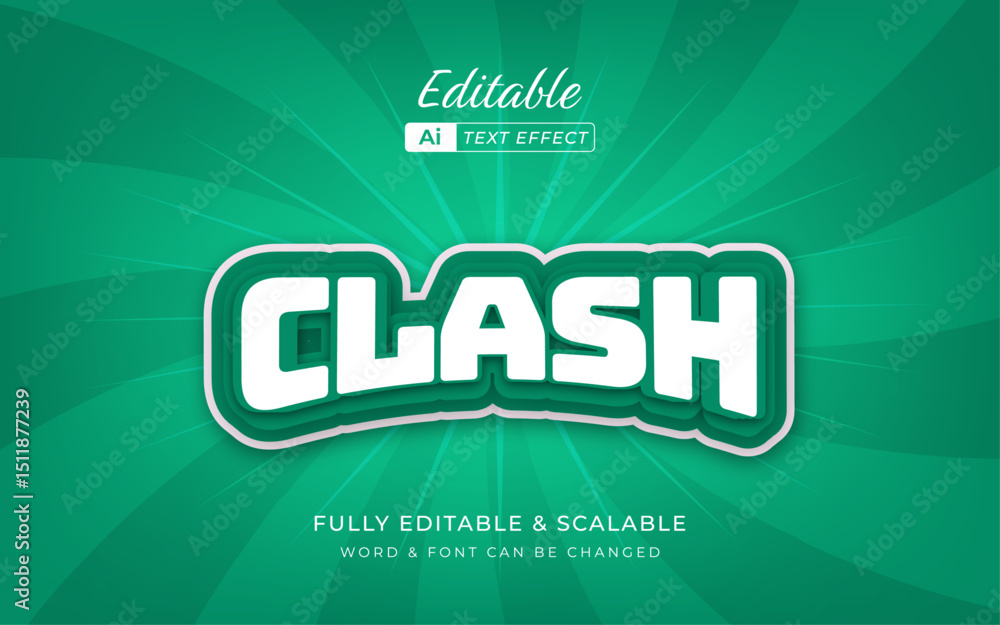 Poster clean and clear text effect. clash 3d bold text