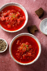 Traditional beetroot soup or borscht