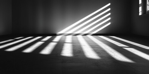 Monochrome play of light and shadow in an empty room creates a unique atmosphere