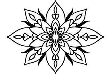 Floral Mandala and Botanical Line Art Set – Modern Decorative Flower and Leaf Designs with Color Accents. seamless botanical pattern of painted oriental motifs on a white background.