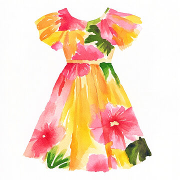 A solitary watercolor Hawaiian muumuu