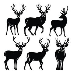 deer silhouette  icon set isolated on white background.
