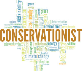 Conservationist word cloud conceptual design isolated on white background.