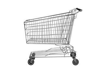 shopping cart isolated hand drawn illustration PNG on transparent background store market mall goods vintage