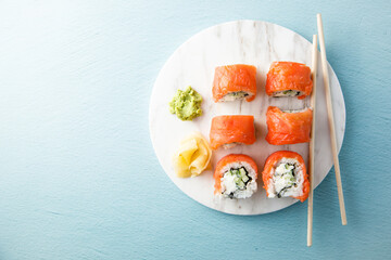 Homemade Philadelphia sushi rolls