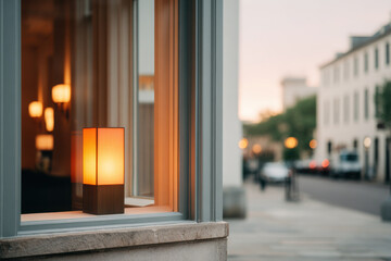 reflection of art piece in window featuring one ultrabright element on clean background