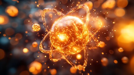 Close-up of the Quantum Leap Drive core, abstract view of particles reacting to quantum entanglement, glowing orbitals forming infinite storage lattice, elegant minimalist background.