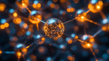 Close-up of the Quantum Leap Drive core, abstract view of particles reacting to quantum entanglement, glowing orbitals forming infinite storage lattice, elegant minimalist background.