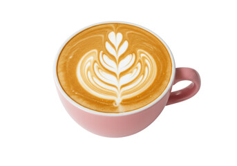 Isolated Coffee Latte Art in Pink Cup
