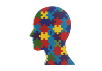 Isolated Jigsaw Puzzle Head Silhouette Colorful