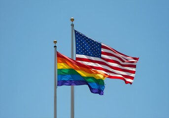 LGBT rainbow flag and USA flag