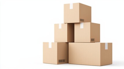 Fototapeta premium 3D Express Package Delivery Service with Priority Mail Shipping Labels on White Background - Copy Space for Text