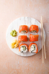 Homemade Philadelphia sushi rolls