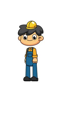 Surprised Reaction Animation of Contractor, Chibi Character with Shocked Pose, Loop Greenscreen