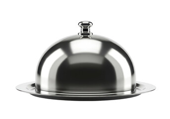 Isolated Silver Serving Dome on a Platter Elegant Dining