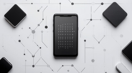 Futuristic Smartphone Interface with Digital Network Connections – Innovative Technology Concept