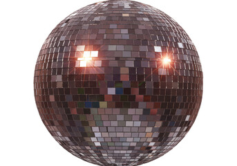 Isolated Shimmering Disco Ball with Mirrored Tiles Reflecting Light