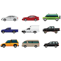 car icons set , silhouette of car