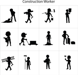 Construction worker Shallotte icon set. 