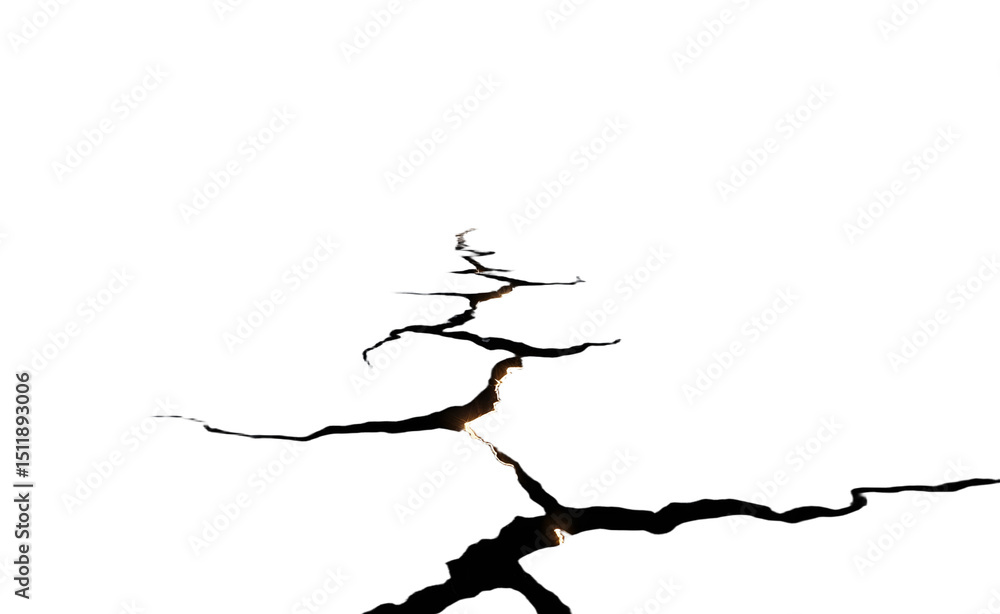 Poster 3d rendering abstract crack asphalt light in a dark empty street lightning.