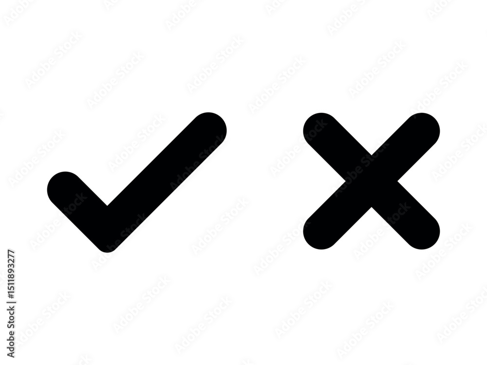 Aufkleber tick and cross-checkmark vector icons in line-style design for website design, app, ui, isolated on 