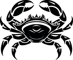 Black and White Crab – Full Body Line Art Vector Illustration for Logo or Tattoo Design