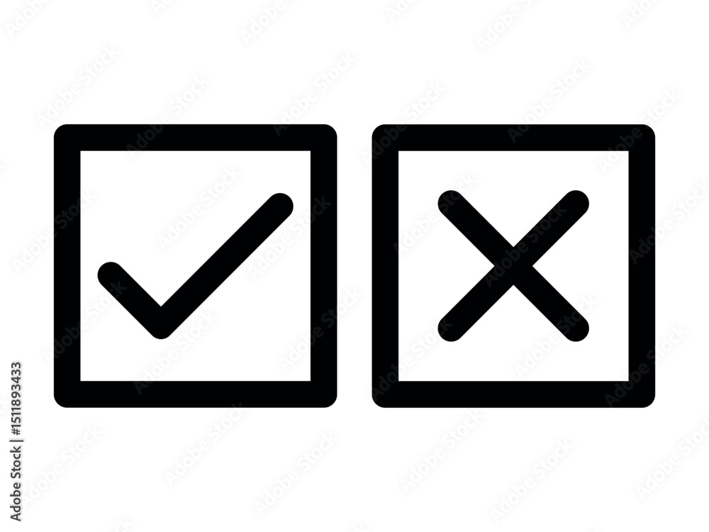 Aufkleber tick and cross-checkmark vector icons in line-style design for website design, app, ui, isolated on 