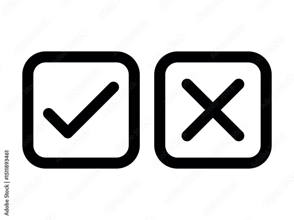 Aufkleber tick and cross-checkmark vector icons in line-style design for website design, app, ui, isolated on 
