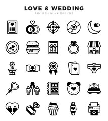 Set of Lineal Filled Love & Wedding Icons. Lineal Filled art icon. Vector illustration