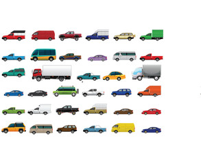 silhouette of truck , car icons
