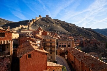 The medieval town of Albarrac&iacute;n with surrounding fortifications