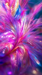 Iridescent Abstract Bloom: A Luminous Display of Swirling Color and Light Energy