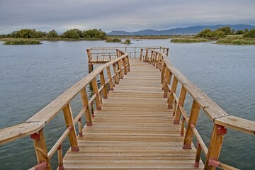 The wooden walkways of Tablas de Daimiel in Ciudad Real in Spain