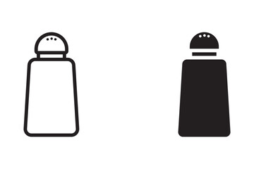 salt or pepper shaker Icon set. Silhouette symbol. Spices. Vector isolated illustration