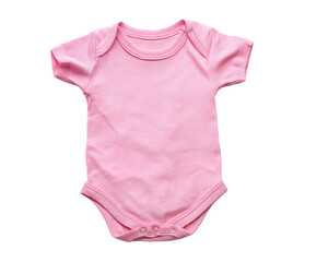 Soft pink baby onesie for comfortable infant wear and clothing on a transparent background, cut out
