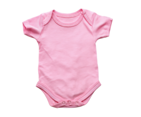 Soft pink baby onesie for comfortable infant wear and clothing on a transparent background, cut out