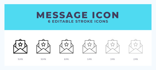 Message icon with different stroke. Vector illustration.