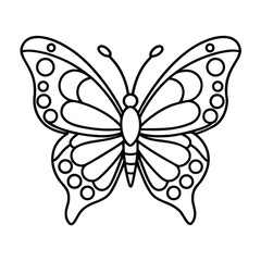 Simple line art butterfly illustration coloring page design