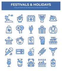 Festivals & Holidays. Collection of 25 Festive Icons