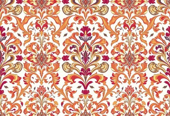 Obraz premium Intricate floral damask, geometric textile repeat Elegant, ornate, symmetrical design, seamless pattern, surface pattern