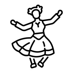 A line style icon showing a character doing cultural dance 