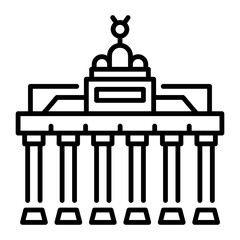 A linear icon depicting brandenburg gate landmark