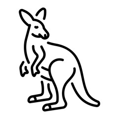 A linear style icon showing a kangaroo 