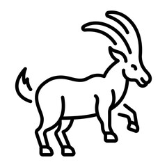 A linear icon showing ibex goat animal
