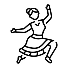 A linear icon showing a character doing traditional dance 