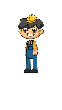 Chibi Contractor Welcoming Gesture Animation, Loop on Greenscreen
