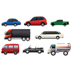 silhouette of truck , car icons