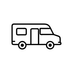 Outline of a camper van in simple design on a white background  icon