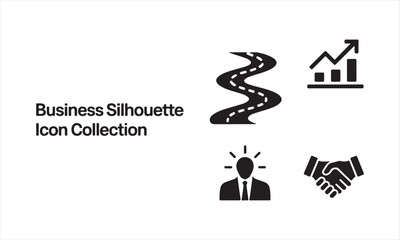 Fototapeta premium Business Silhouette Icon Collection – Growth, Ideas, Roadmap & Partnership