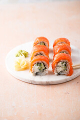 Homemade Philadelphia sushi rolls